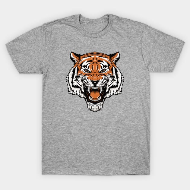 Retro Roaring Tiger Head Illustration T-Shirt by SLAG_Creative